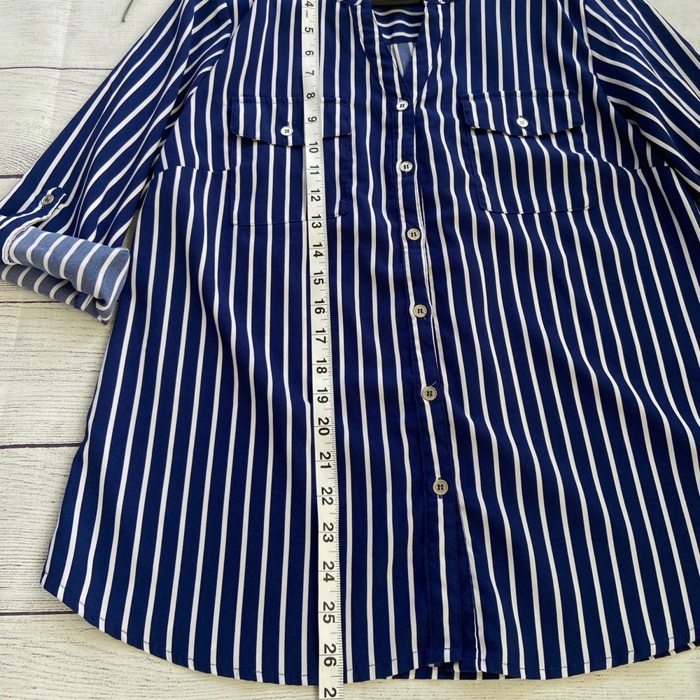 Notations Button Down Cuff Sleeve Top - image 4